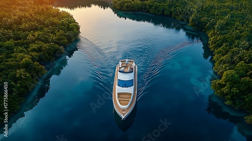 Wallpaper Mural Luxury yacht sailing through serene waters tropical paradise aerial view tranquil environment nature and travel experience Torontodigital.ca