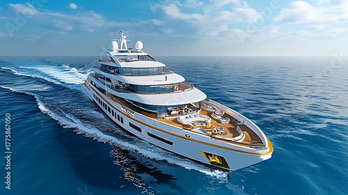 Luxury yacht sailing in ocean waters stunning aerial view serene environment travel experience