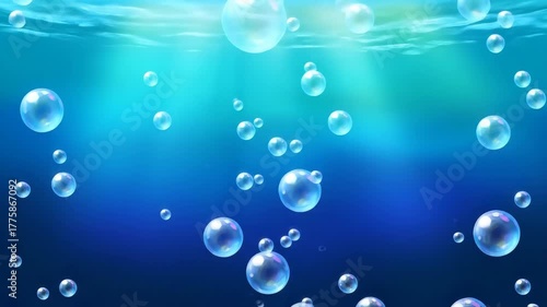 Wallpaper Mural Underwater bubbles rising in blue liquid background Torontodigital.ca