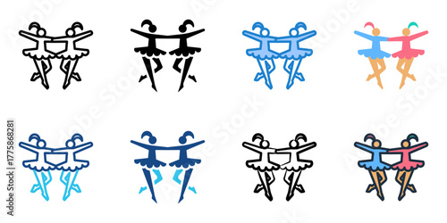 Ballet icon set multiple style collection 
