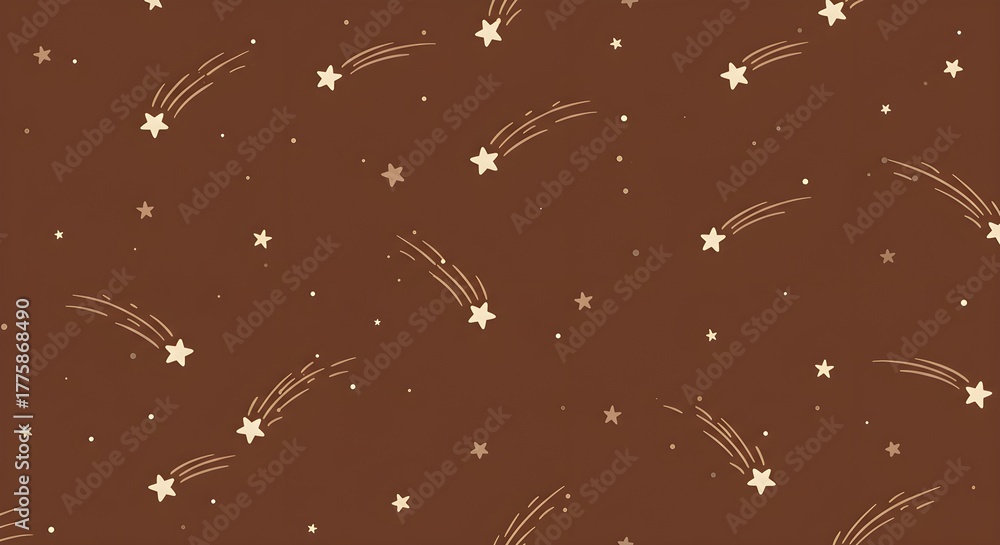 Abstract illustration of falling stars on a brown background seamless pattern