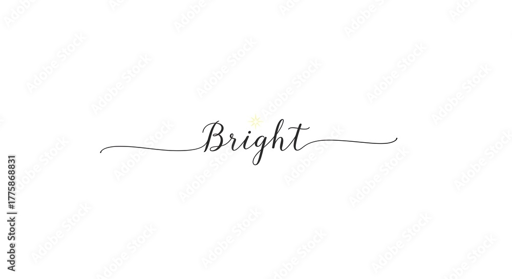 Elegant handwritten word bright on white background for design elements