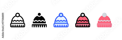 Hat icon set multiple style collection. Vector illustration.
