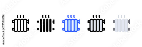 Radiator icon set multiple style collection. Vector illustration.