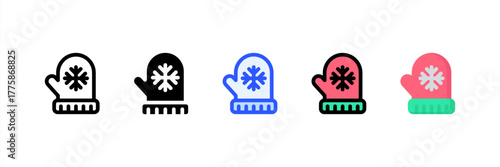 Glove icon set multiple style collection. Vector illustration.