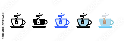 Cup Of Tea icon set multiple style collection. Vector illustration.