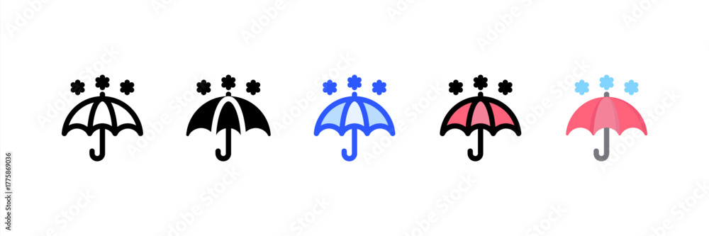 Obraz premium Umbrella icon set multiple style collection. Vector illustration.