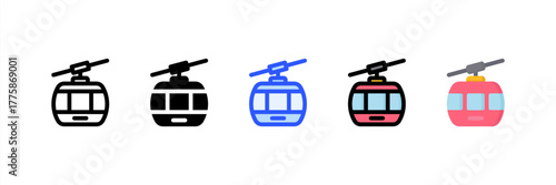 Cable Car icon set multiple style collection. Vector illustration.