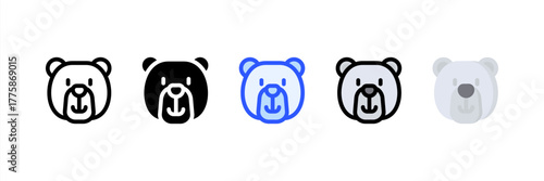 Polar Bear icon set multiple style collection. Vector illustration.