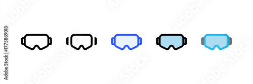 Ski Goggles icon set multiple style collection. Vector illustration.