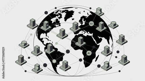 Global ai network connecting servers around the world for data processing and communication systems
