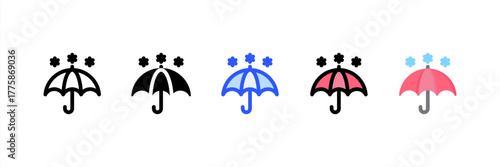 Umbrella icon set multiple style collection. Vector illustration.