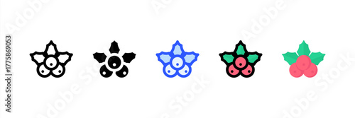 Mistletoe icon set multiple style collection. Vector illustration.
