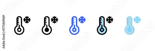 Thermometer icon set multiple style collection. Vector illustration.
