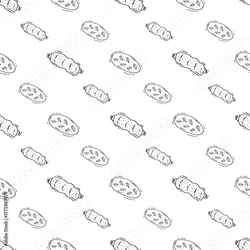 Hand Drawn Bread seamless pattern. Doodle Bakery pattern background