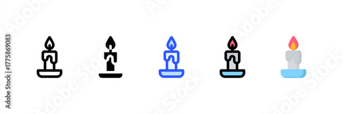 Candle icon set multiple style collection. Vector illustration.