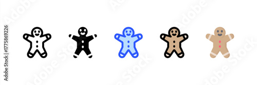 Gingerbread Man icon set multiple style collection. Vector illustration.