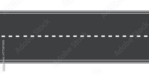 Straight road vector template isolated on background.  Racing track road vector traffic marking lane 