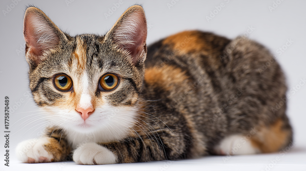 Fototapeta premium Curious Calico Cat Ready to Pounce