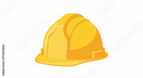 Vector icon of a yellow construction helmet, safety hard hat symbol for builders and engineers.
