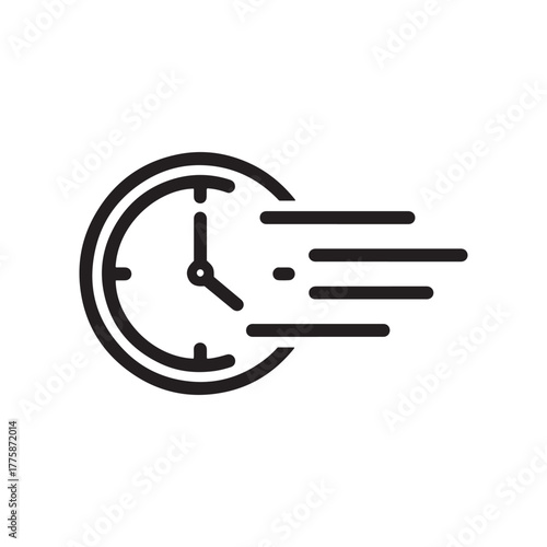 Fast clock icon motion blur quick time speed icon vector line art