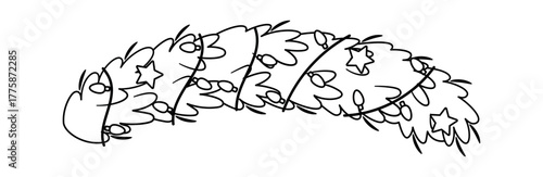 Back-and-white Christmas tree garland element