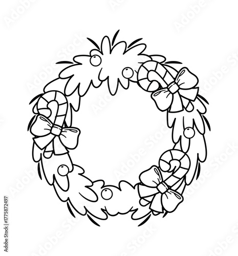 Christmas wreath black-and-white entrance ornament