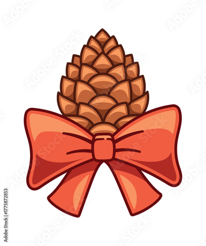 Spruce cone tied bow ribbon