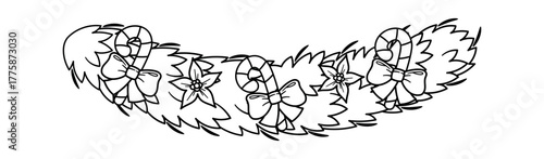 Merry Christmas plant garland black-and-white