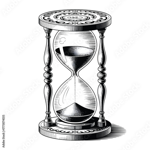Vintage hourglass with sand flowing from top to bottom
