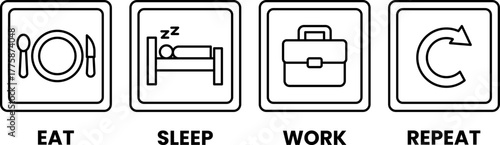 Eat Sleep Work Repeat Icons