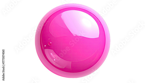 Pink glossy sphere with highlights, isolated on black background