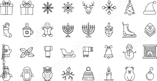 Christmas Icon Set, and Winter Holidays