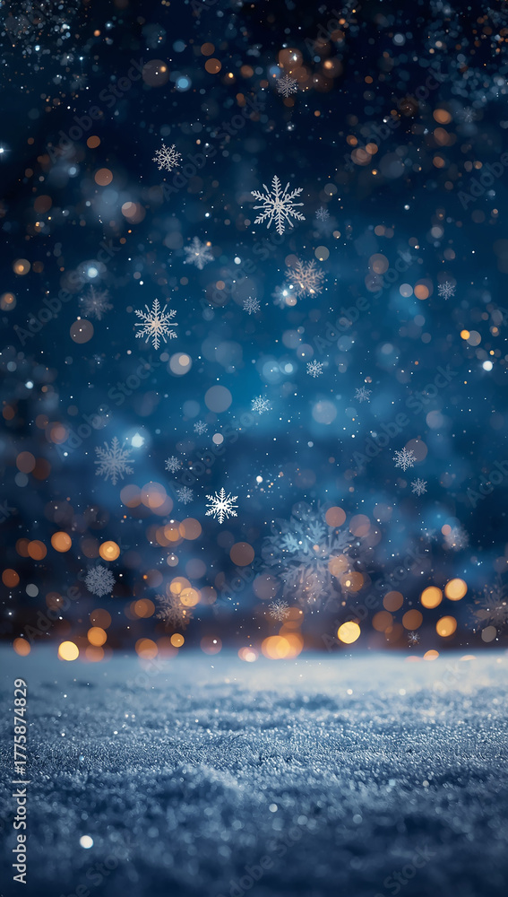 Obraz premium christmas background empty space snowflakes stars bokeh lights