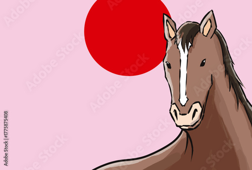 年賀状, 午年, 馬, 午, 謹賀新年, 和風, 和柄, 筆文字, 文字, 手書き, ハッピーニューイヤー