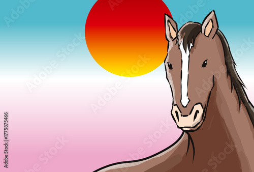 年賀状, 午年, 馬, 午, 謹賀新年, 和風, 和柄, 筆文字, 文字, 手書き, ハッピーニューイヤー