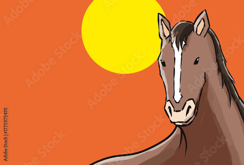 年賀状, 午年, 馬, 午, 謹賀新年, 和風, 和柄, 筆文字, 文字, 手書き, ハッピーニューイヤー