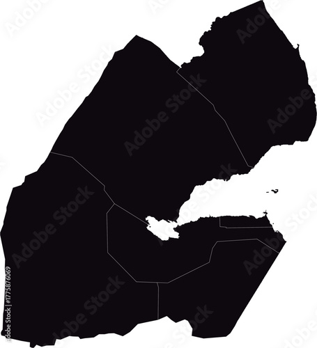 DJIBOUTI MAP with its administrative divisions and regions