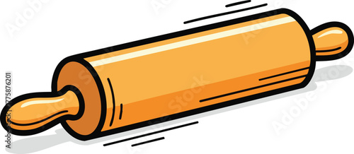 Wooden Rolling Pin For Baking Dough Isolated On White Background