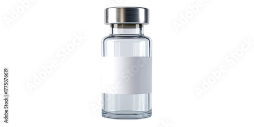 Medical vial for injection with blank label isolated on white. 3d rendering drugged, bottle, vaccine, ampoule, medicals, drug, isolated