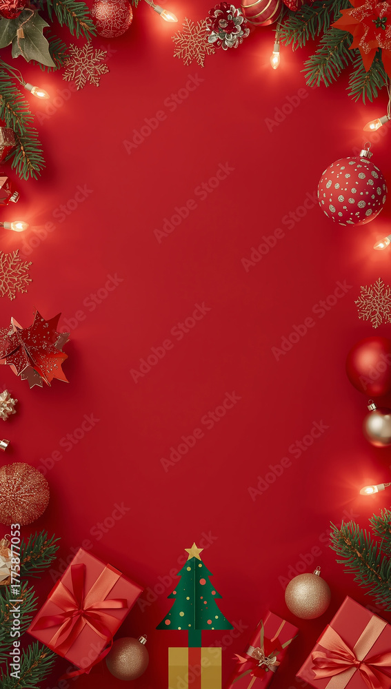 custom made wallpaper toronto digitalhigh quality christmas tree gift box copyspace light ornaments red background