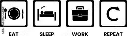 Eat Sleep Work Repeat Icons