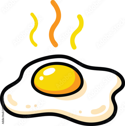 Hot Fried Egg with Steam Rising in a White Background Perfect for Breakfast and Cooking Themes