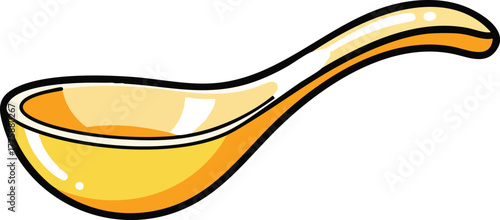 Glossy Golden Spoon Filled With Honey And Isolated On White Background