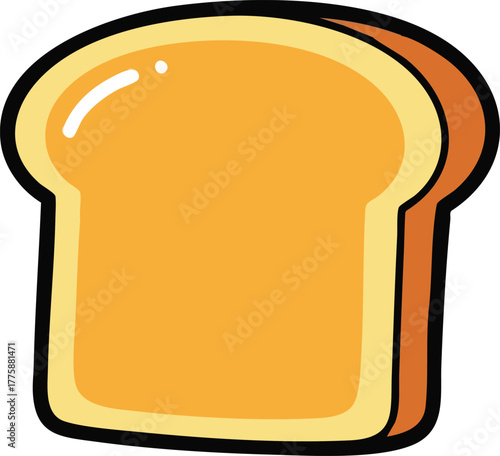 Golden Brown Toast Slice with Yellow Interior and Dark Crust Edge on White Background