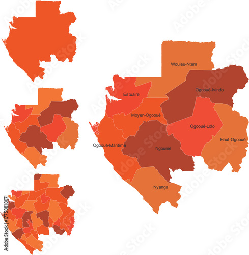 GABON MAP with its administrative divisions and regions