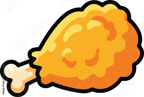 Crispy Golden Brown Fried Chicken Leg Isolated on White Background