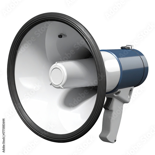 Megaphone blue and white, handle, announcement