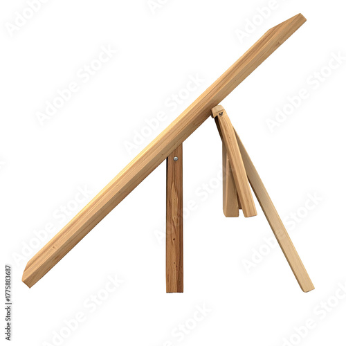 Wooden sawhorse stand. Angled. Simple construction