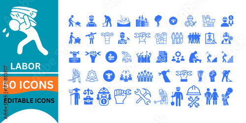 Celebrate Labor Day with this diverse set of construction and labor icons, perfect for illustrating hard work and dedication to building a better future